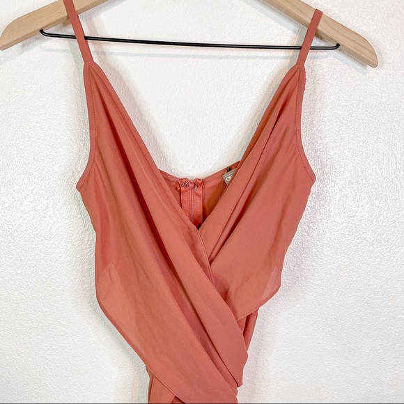 NWT ASOS Cami Wrap Midi Dress Tie Waist Coral Mauve 4 - Picture 7 of 14